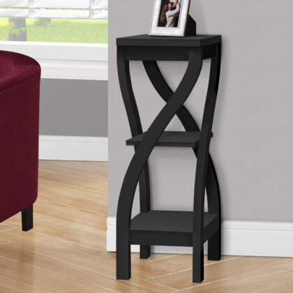 32" Black End Table With Two Shelves