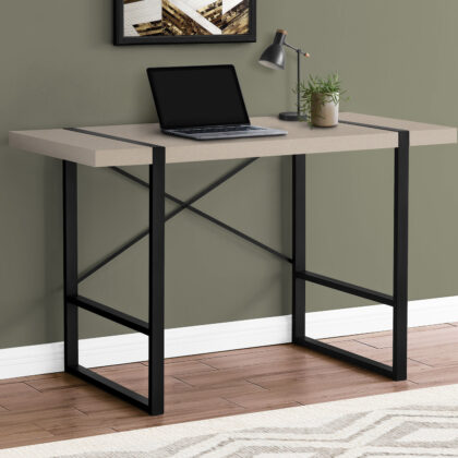 49" Taupe and Black Computer Desk