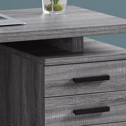 24" Gray and Black Computer Desk With Three Drawers