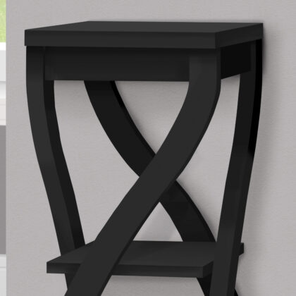 32" Black End Table With Two Shelves