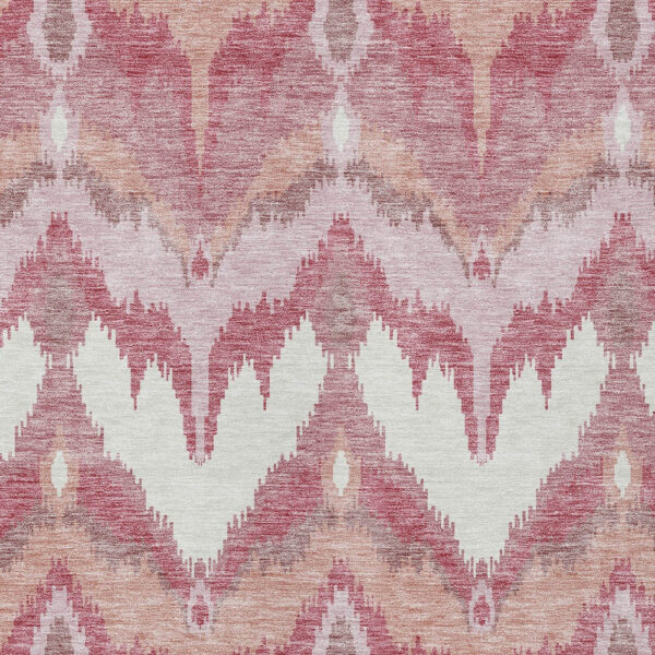3' X 5' Blush Mauve And Ivory Ikat Washable Indoor Outdoor Area Rug