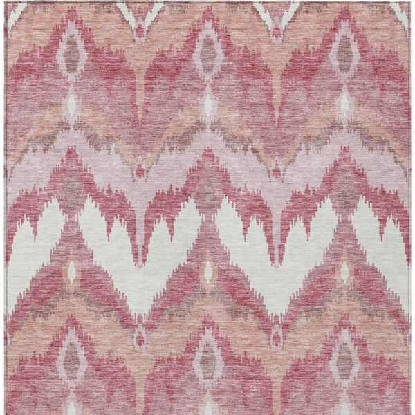 3' X 5' Blush Mauve And Ivory Ikat Washable Indoor Outdoor Area Rug