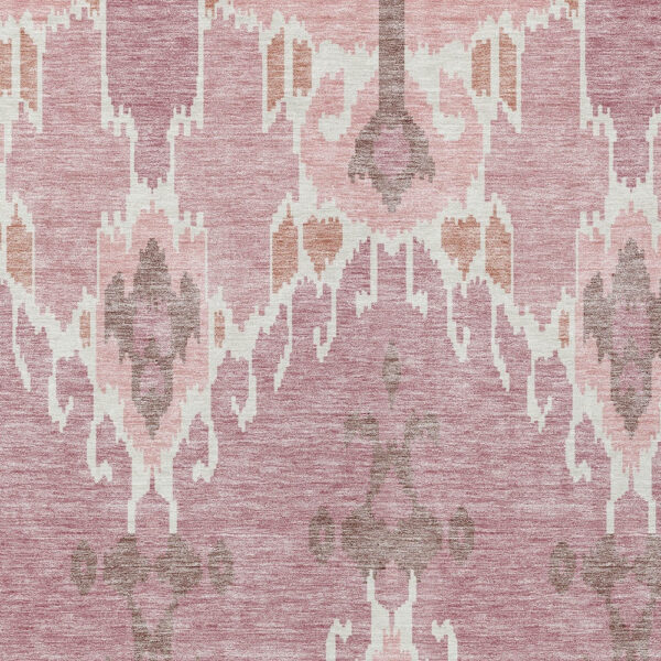 5' X 8' Blush Pink And Ivory Ikat Washable Indoor Outdoor Area Rug