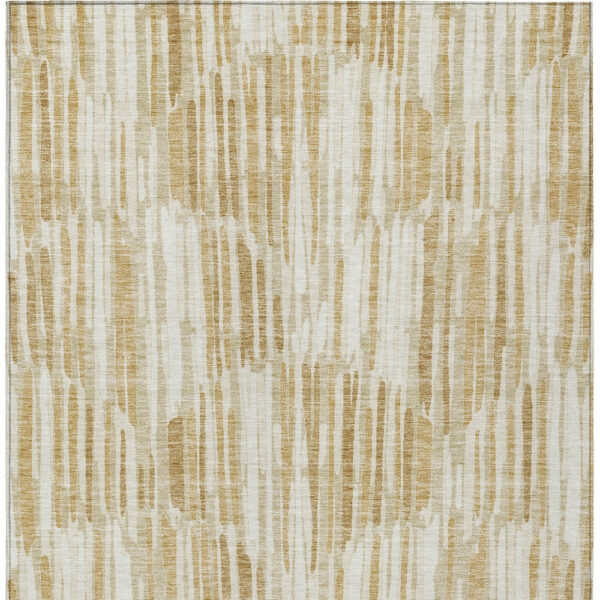 5' X 8' Gold Beige And Ivory Abstract Washable Indoor Outdoor Area Rug