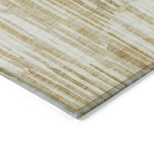 5' X 8' Gold Beige And Ivory Abstract Washable Indoor Outdoor Area Rug