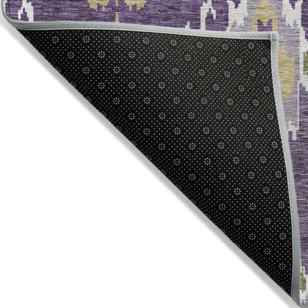 9' X 12' Purple Lavender And Gold Ikat Washable Indoor Outdoor Area Rug