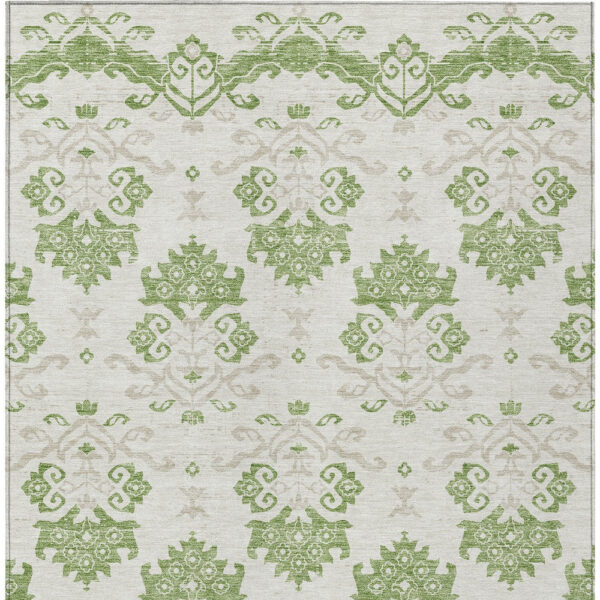 10' X 14' Green Beige And Taupe Oriental Washable Indoor Outdoor Area Rug