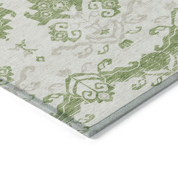 10' X 14' Green Beige And Taupe Oriental Washable Indoor Outdoor Area Rug
