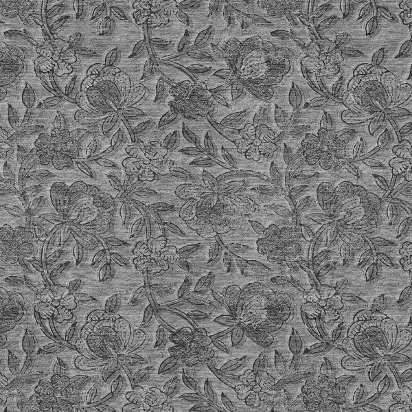 8' X 10' Gray Charcoal And Silver Floral Washable Indoor Outdoor Area Rug