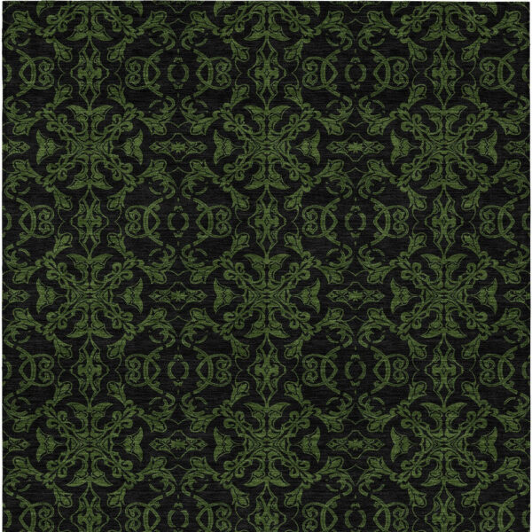 8' X 10' Olive Green And Green Medallion Washable Indoor Outdoor Area Rug