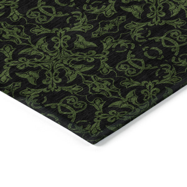 8' X 10' Olive Green And Green Medallion Washable Indoor Outdoor Area Rug
