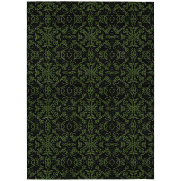 8' X 10' Olive Green And Green Medallion Washable Indoor Outdoor Area Rug
