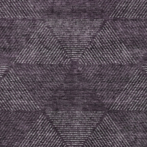 5' X 8' Eggplant Purple And Gray Geometric Washable Indoor Outdoor Area Rug