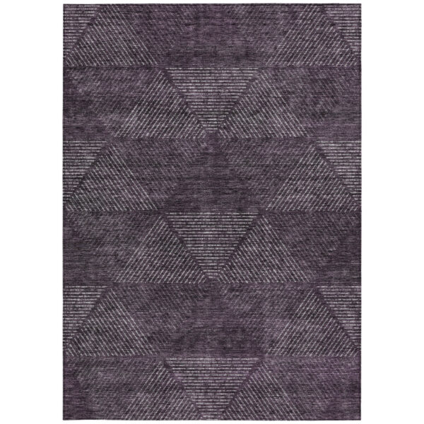 5' X 8' Eggplant Purple And Gray Geometric Washable Indoor Outdoor Area Rug