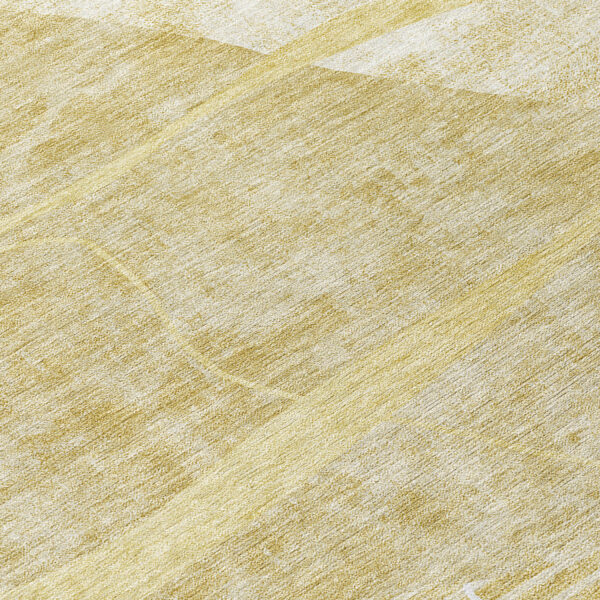 8' Wheat Gold And Ivory Round Abstract Washable Indoor Outdoor Area Rug