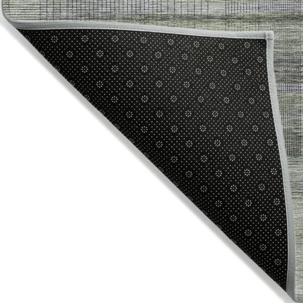 5' X 8' Artichoke Green Purple And Fern Green Striped Washable Indoor Outdoor Area Rug