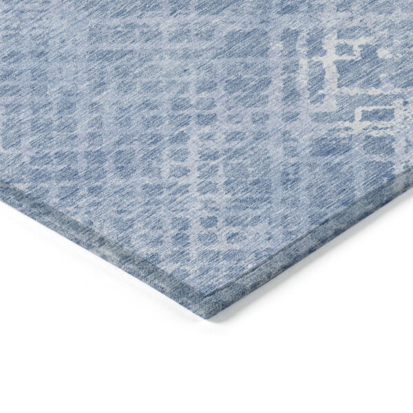 3' X 5' Sky Blue And Denim Blue Geometric Washable Indoor Outdoor Area Rug