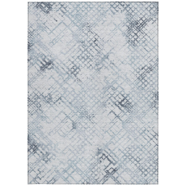 8' X 10' Navy Blue And Sky Blue Geometric Washable Indoor Outdoor Area Rug