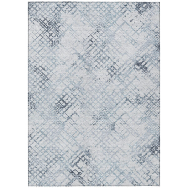 8' X 10' Navy Blue And Sky Blue Geometric Washable Indoor Outdoor Area Rug