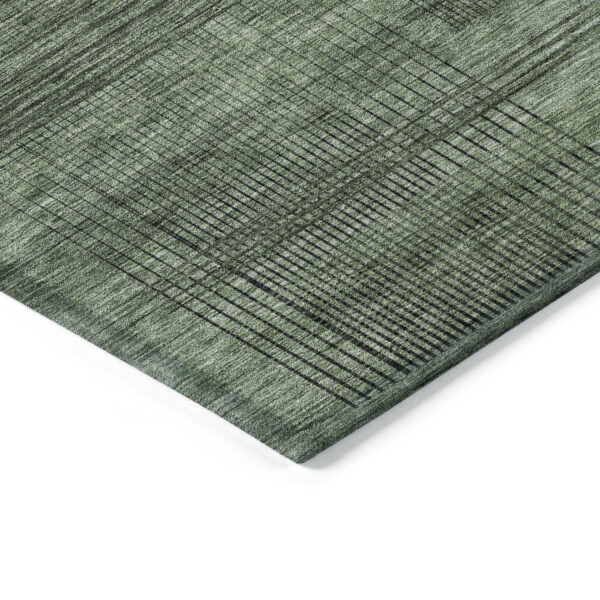 8' Olive Green And Gray Round Striped Washable Indoor Outdoor Area Rug
