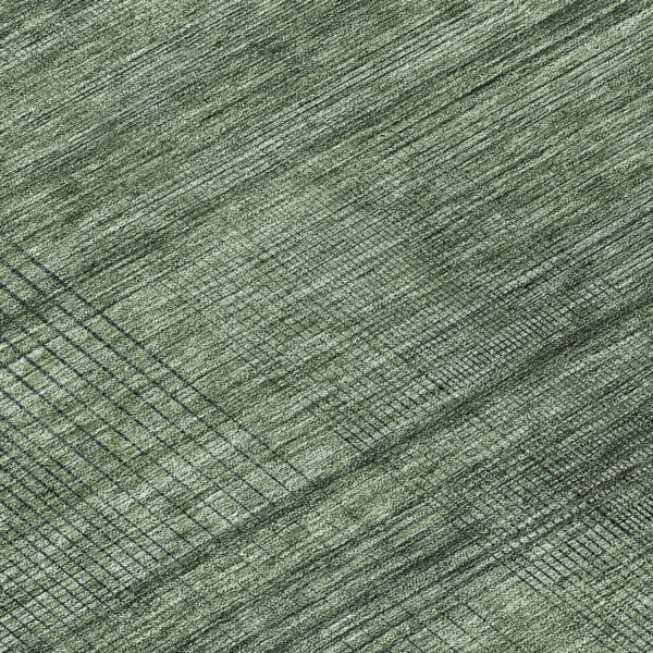 8' Olive Green And Gray Round Striped Washable Indoor Outdoor Area Rug