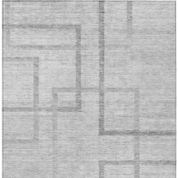 5' X 8' Gray Charcoal And Silver Geometric Washable Indoor Outdoor Area Rug