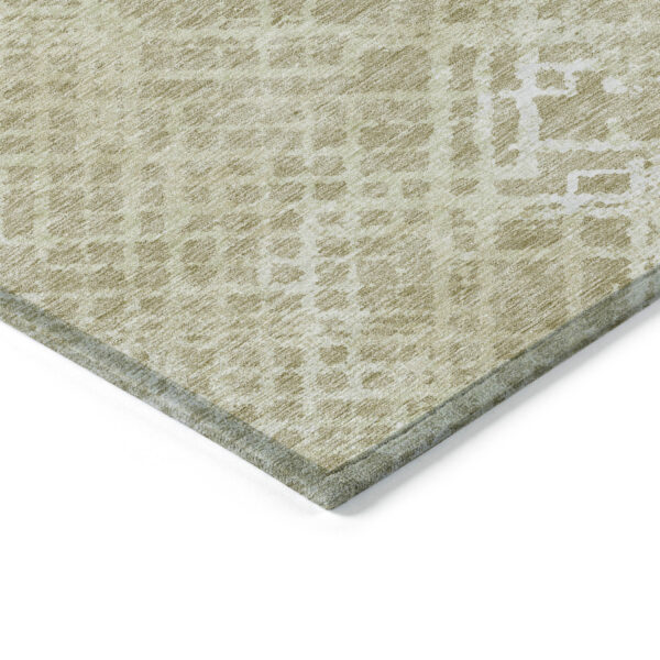 5' X 8' Beige Tan And Ivory Geometric Washable Indoor Outdoor Area Rug