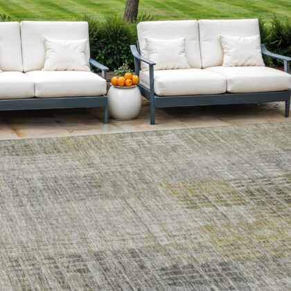 8' X 10' Taupe Beige And Brown Abstract Washable Indoor Outdoor Area Rug