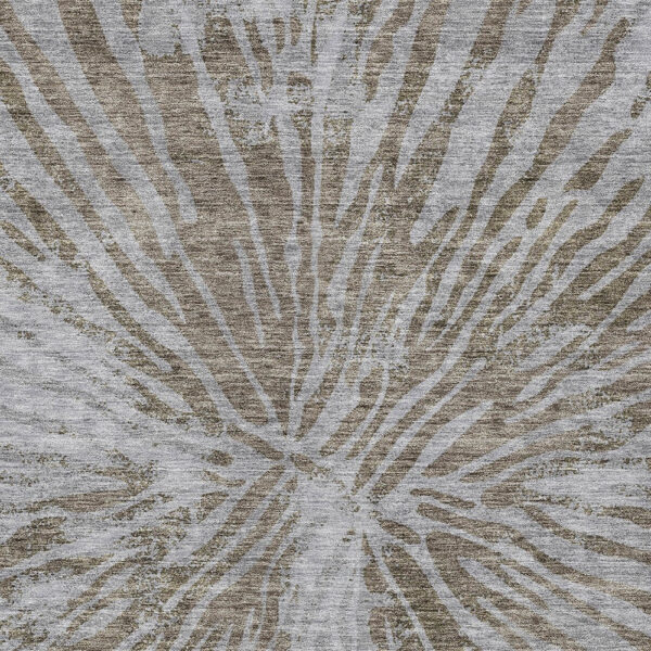 3' X 5' Brown And Gray Abstract Washable Indoor Outdoor Area Rug
