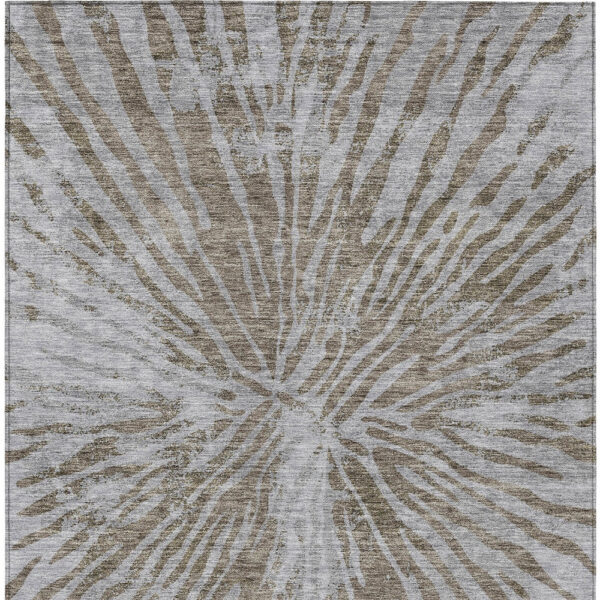 3' X 5' Brown And Gray Abstract Washable Indoor Outdoor Area Rug