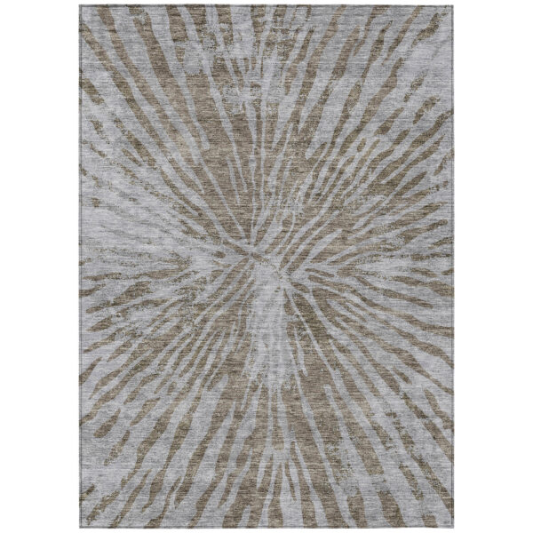 3' X 5' Brown And Gray Abstract Washable Indoor Outdoor Area Rug