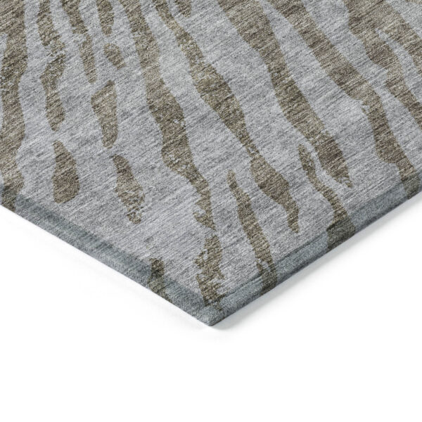 3' X 5' Brown And Gray Abstract Washable Indoor Outdoor Area Rug
