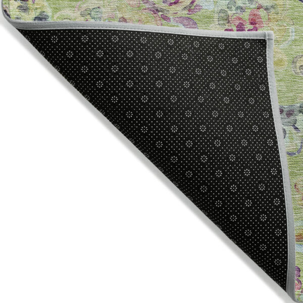 9' X 12' Artichoke Green Green And Pink Paisley Washable Indoor Outdoor Area Rug
