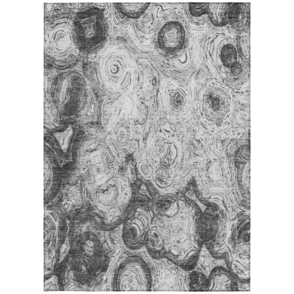 3' X 5' Gray Silver And Charcoal Abstract Washable Indoor Outdoor Area Rug