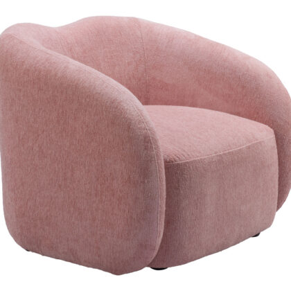 36" Pink And Black Faux Shearling And Upholstered Arm Chair