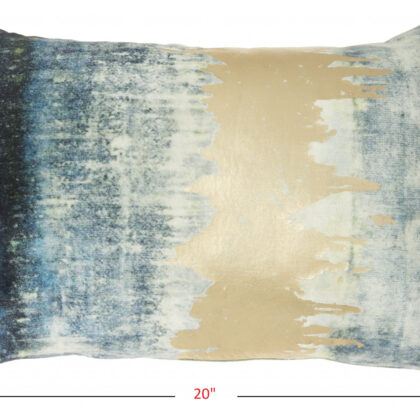 Glamorous Teal Lumbar Pillow With Metallic Gold Accents