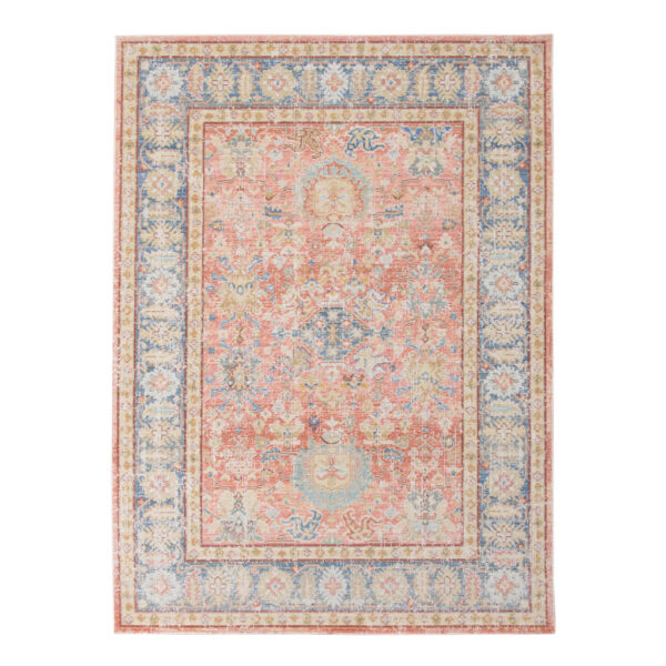 9' X 13' Coral Floral Power Loom Area Rug