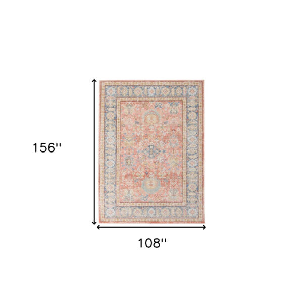 9' X 13' Coral Floral Power Loom Area Rug