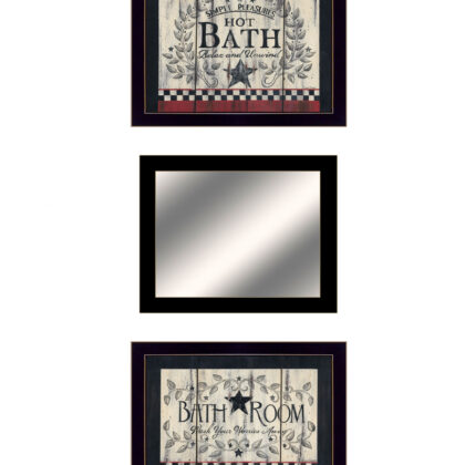 Set Of Three Hot Bath 14 Black Framed Print Wall Art