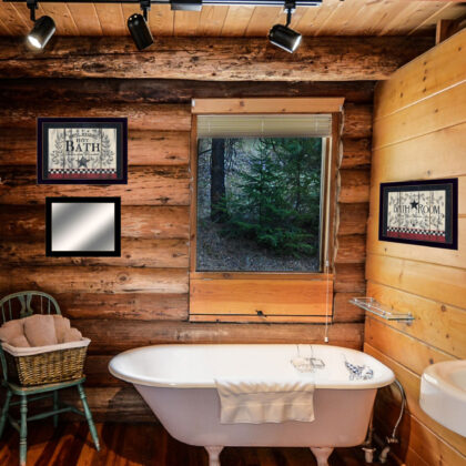 Set Of Three Hot Bath 14 Black Framed Print Wall Art