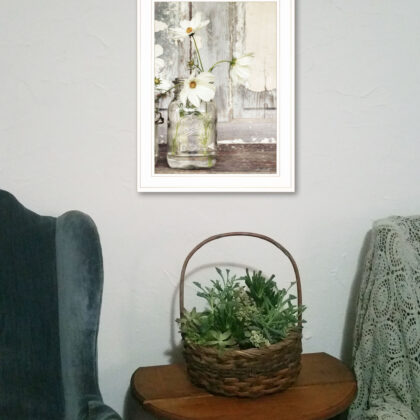White Blossoms 1 White Framed Print Wall Art