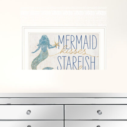 Mermaid Kisses Starfish Wishes 2 White Framed Print Wall Art