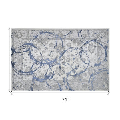 4' x 6' Navy Blue Abstract Area Rug
