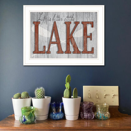 Life Is Better At The Lake 1 White Framed Print Wall Art