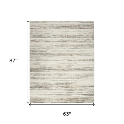 5' x 7' Cream Abstract Distressed Area Rug