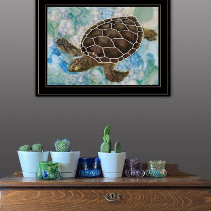 Sea Turtles Collage II 2 Black Framed Print Wall Art