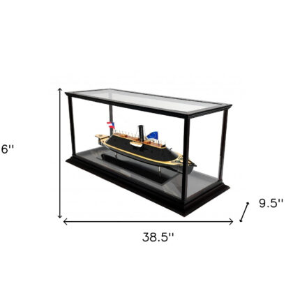 16" Brown and Black CSS Virginia Display Case Boat Hand Painted Decorative Boat