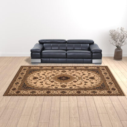 10' X 13' Cream Oriental Washable Non Skid Area Rug