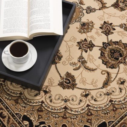 10' X 13' Cream Oriental Washable Non Skid Area Rug