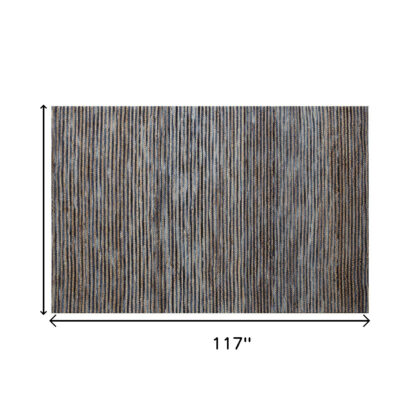 8' x 10' Blue Striped Hand Woven Area Rug